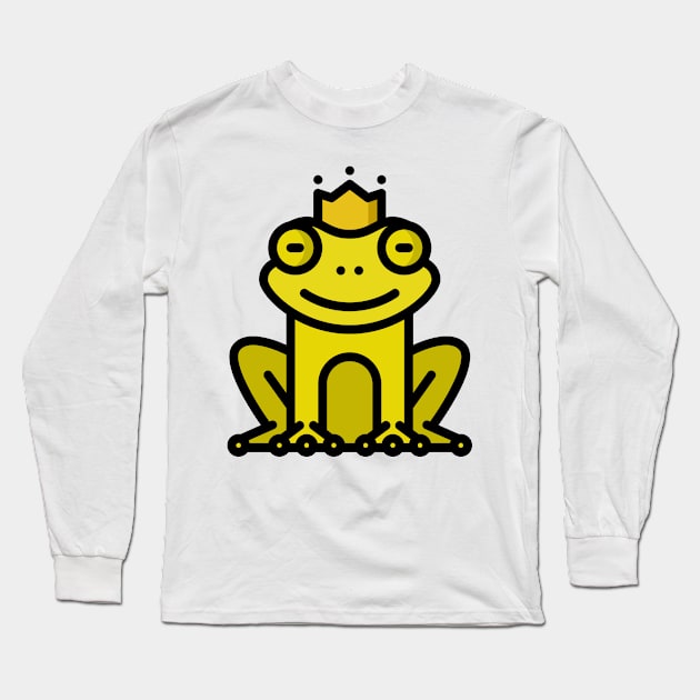 Frog Toad King Crown Yellow Long Sleeve T-Shirt by BradleyHeal